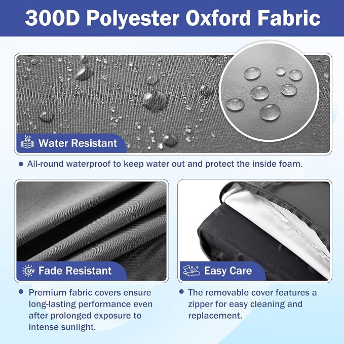 Outdoor Seat Cushion Set, Waterproof & Fade Resistant Patio Chair Cushions - Image 3