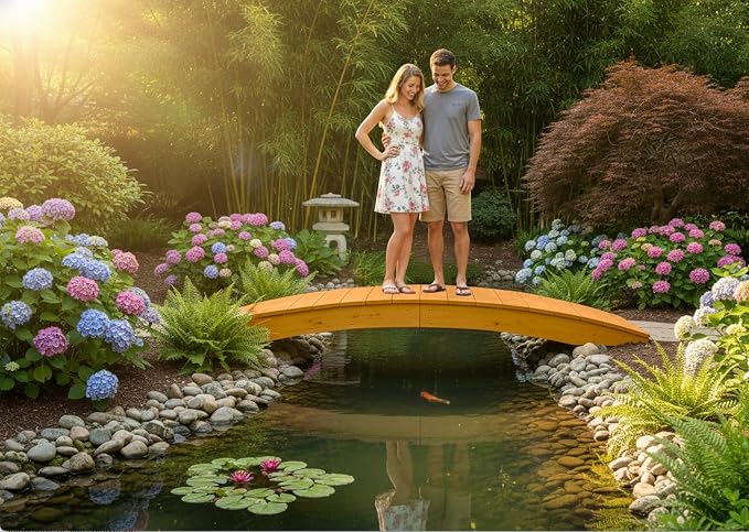 8 FT Oak Amish Made Pinewood Heavy Duty Garden Bridge - Image 4