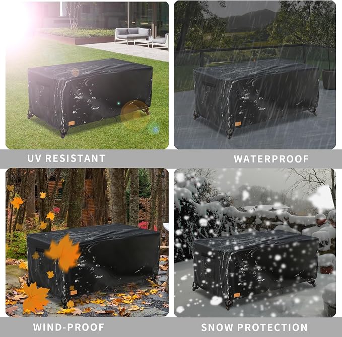 Outdoor Patio Coffee Table Cover, 600D Waterproof Heavy Duty Outdoor Table Cover - Image 9