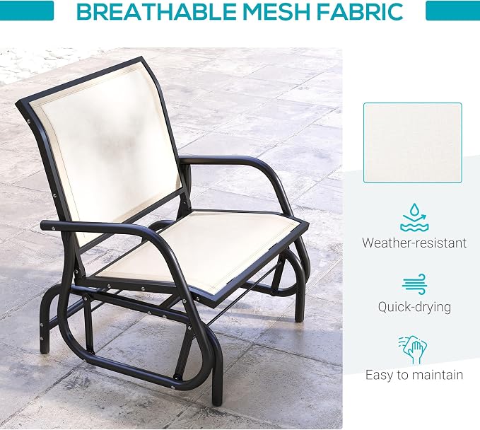 Outsunny Porch Glider, Metal Frame Swing Glider Chair - Image 5