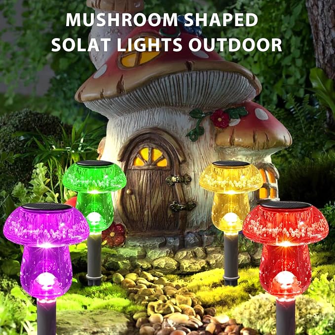 Solar Lights Outdoor, 8 Pack Mushroom Lights Outside Waterproof, Solar Powered - Image 2