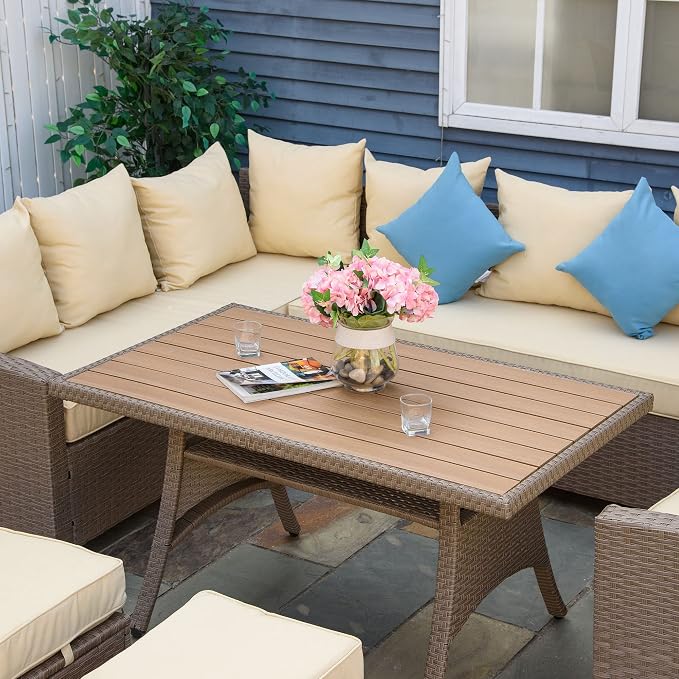 Outsunny 6 Piece Patio Furniture Set, PE Wicker Outdoor Furniture Conversation - Image 8