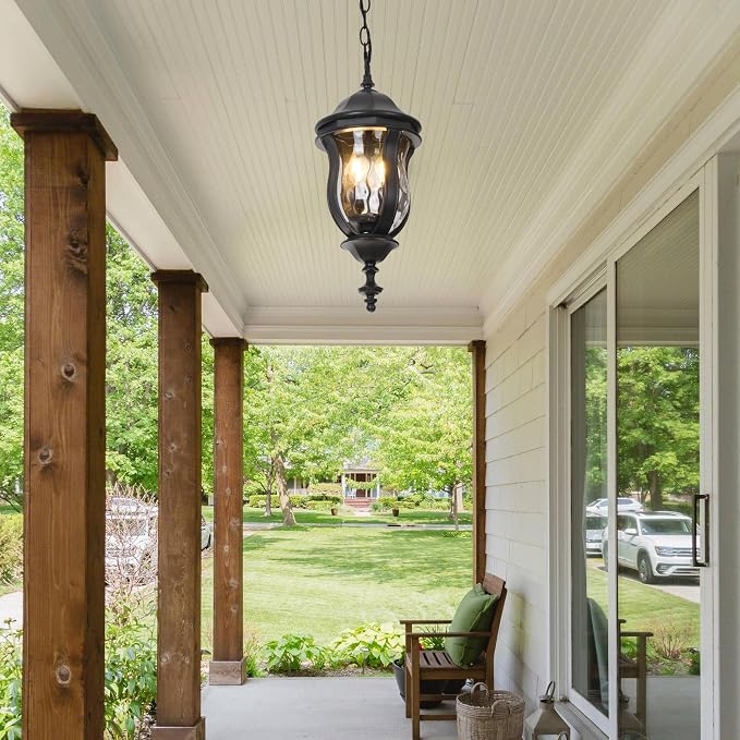 Large Outdoor Pendant Light Fixtures, 19.1'' Exterior Hanging Lantern Porch - Image 8