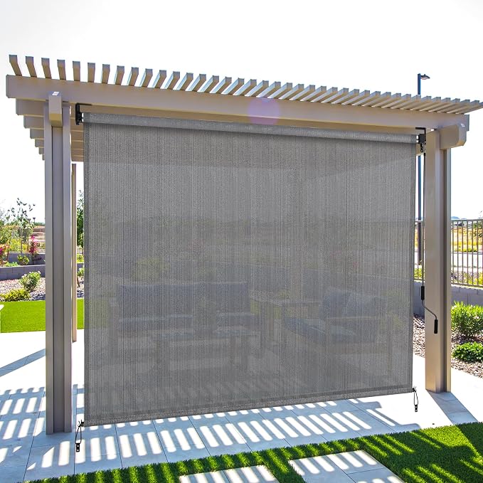 LIFERUN Outdoor Roller Sun Shade 8' W x 8' H, HDPE Shade Cloth - Image 7