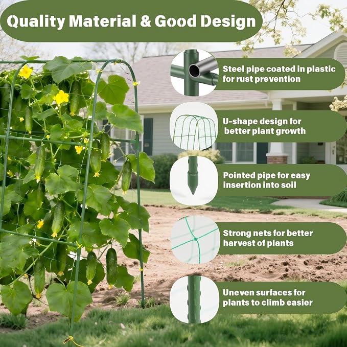 Cucumber Trellis for Climbing Plants Outdoors, U-Shape Garden Trellis for - Image 4