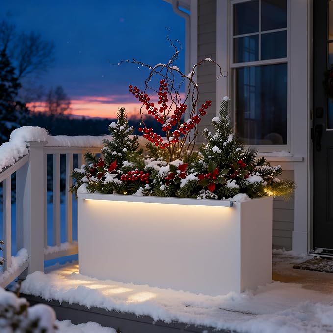 GSK 30" L White LED Metal Planter - Image 5