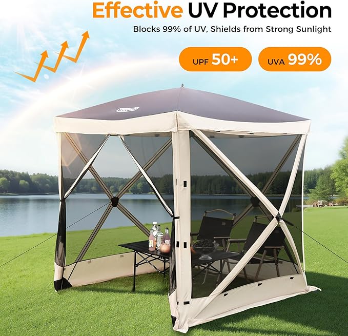 Tecoom 6x6ft Pop Up Gazebo Tent, 4-Sided Canopy Shelter Tent - Image 3