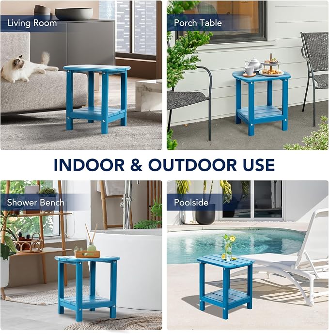 nalone Adirondack Side Table 16.5" Outdoor Side Table HDPE Plastic Double - Image 8