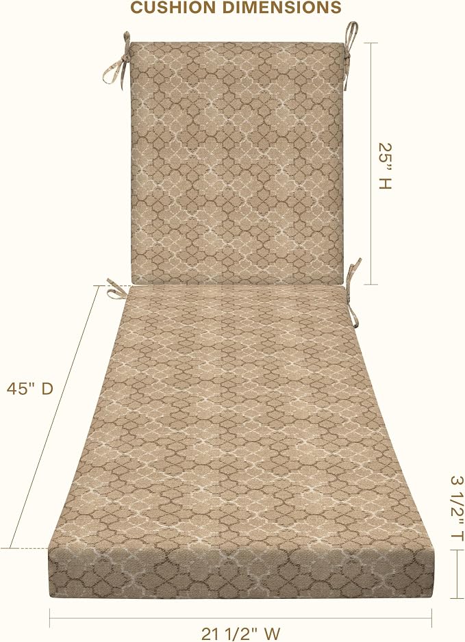 Honeycomb Outdoor Heritage Chaise 21.5 x 70, Courtyard Geo Chaise Lounge Cushion - Image 4