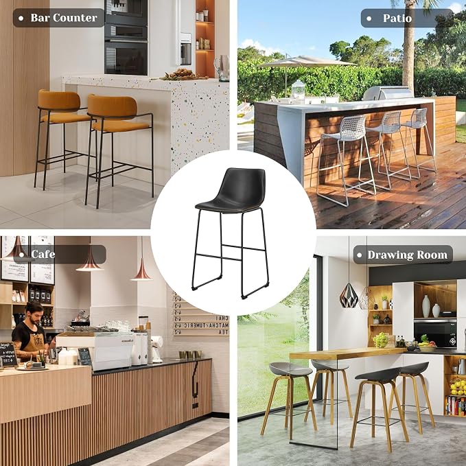DUMOS 26 Inch Counter Height Bar Stools Set of 2, Modern Faux Leather High - Image 6
