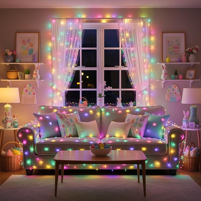 Brizled Color Changing String Lights, 33ft 100 LED Pasrel Easter Mini Lights - Image 2