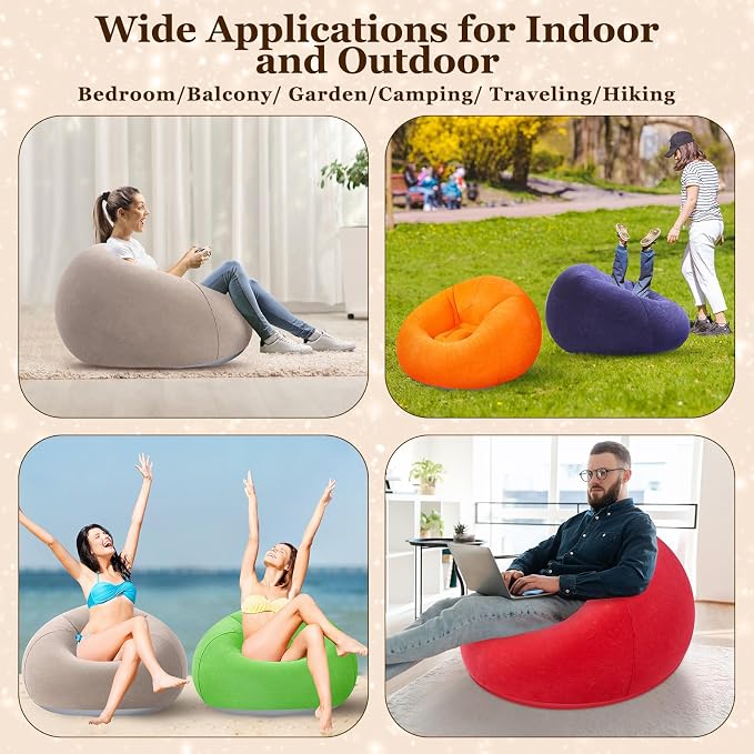Realspring Inflatable Bean Bag Chairs Outdoor Blow up Camping Chairs Inflatable - Image 3