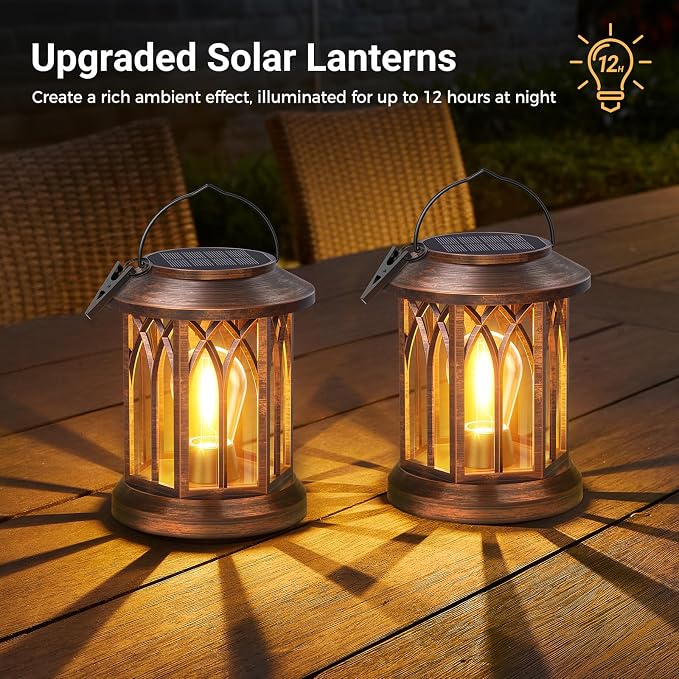 WdtPro Solar Lanterns Outdoor Hanging 4 Pack, Upgraded Bright Solar Lantern - Image 3
