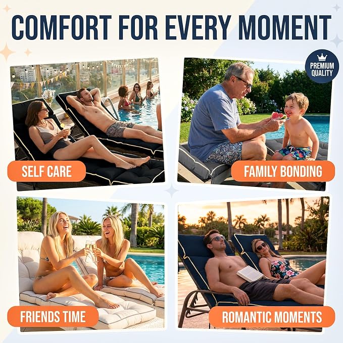 MAGIC ELEPHANT Chaise Lounge Cushion Outdoor, Memory Foam Replacement Patio - Image 7