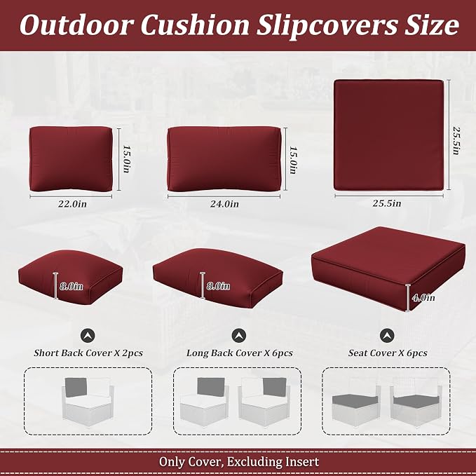 14 Pcs Outdoor Cushion Slipcovers Outdoor Patio Cushion Covers Replacement - Image 3