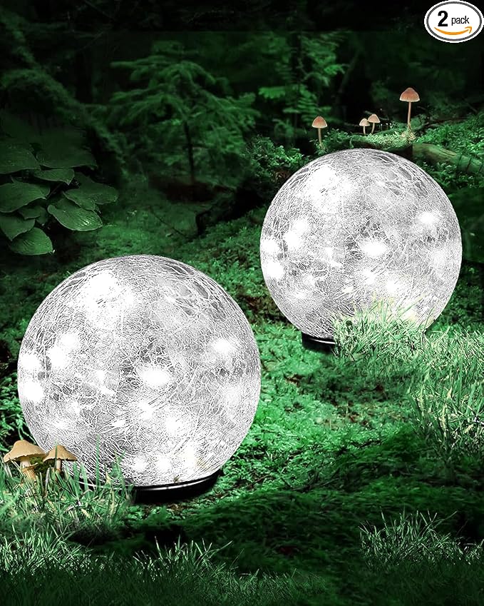Coroor Garden Solar Ball Lights Outdoor Waterproof, 80 LED Cracked Glass Globe by Coroor
