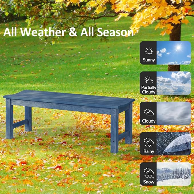Outdoor Bench Set of 2, 2-Person Patio Backless Benches, HIPS Weatherproof - Image 4
