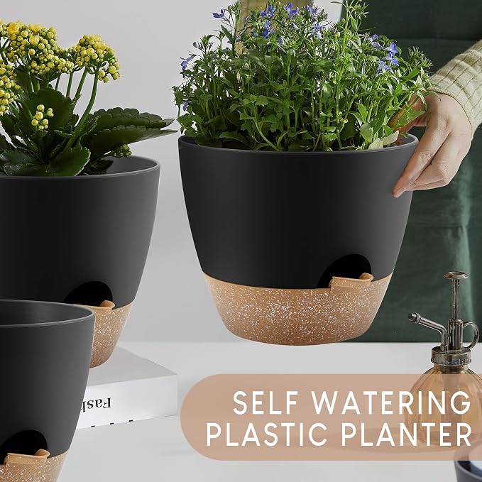 Plant Pots 10/9/8/7.5/7 inch, Self Watering Planters - Image 7
