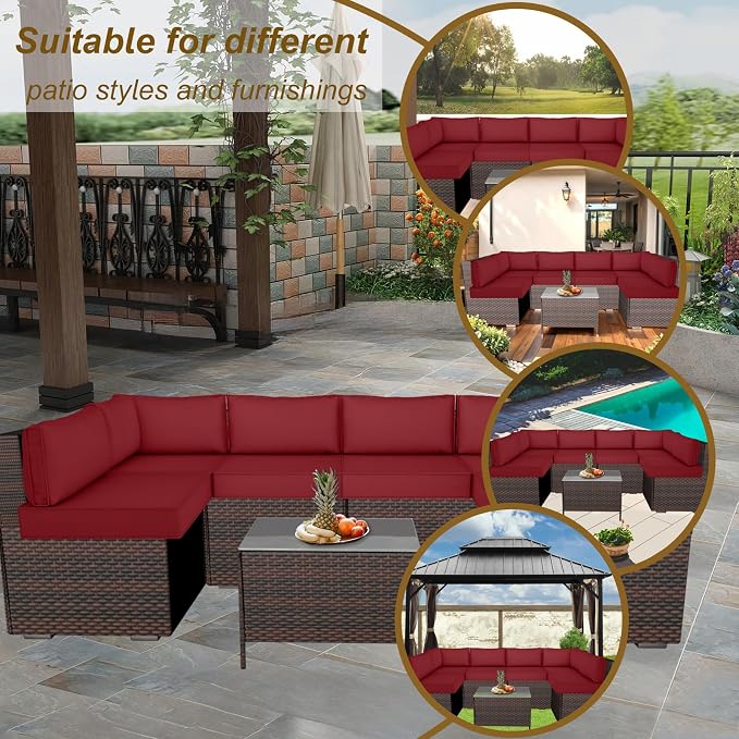 14 Piece Outdoor Patio Cushion Cover Replacement, Waterproof Patio Cushion - Image 6