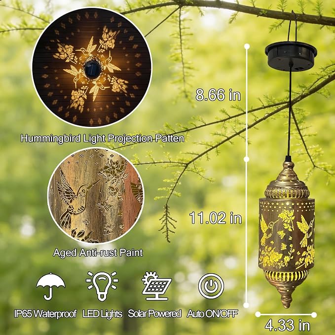 Hummingbird Solar Lantern Outdoor Garden Decor Solar Lights Outdoor Waterproof - Image 3