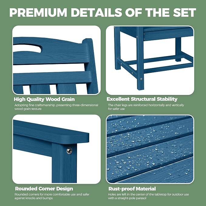 HDPE Outdoor Patio Dining Set - Image 6
