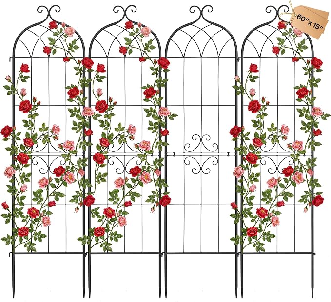 VEVOR Garden Trellis, 60 x 15 inch Rose Trellis, 4 Packs Garden Flower Rose by VEVOR