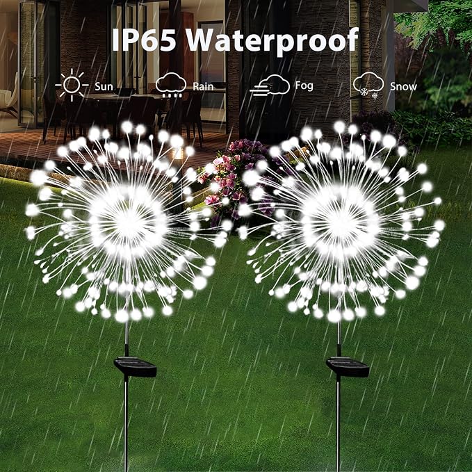 Solar Garden Lights Solar Firework Light Outdoor Waterproof 2 Pack Solar - Image 6