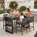 NICESOUL Wicker Outdoor Bar Set 5 Piece, Patio Counter Height Dining Table and by NICESOUL