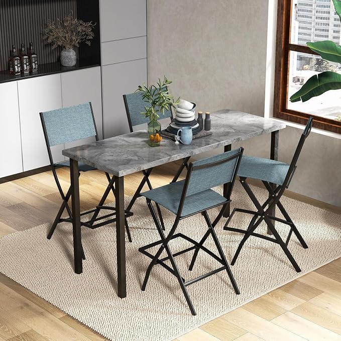 Giantex Folding Patio Bar Chairs Set of 2, Outdoor Counter Height Bar Stools - Image 2