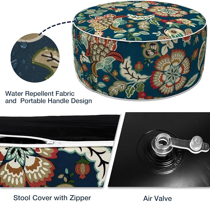 Patio Inflatable Ottoman, 21x9 Inch Portable Stool Ottoman - Image 3