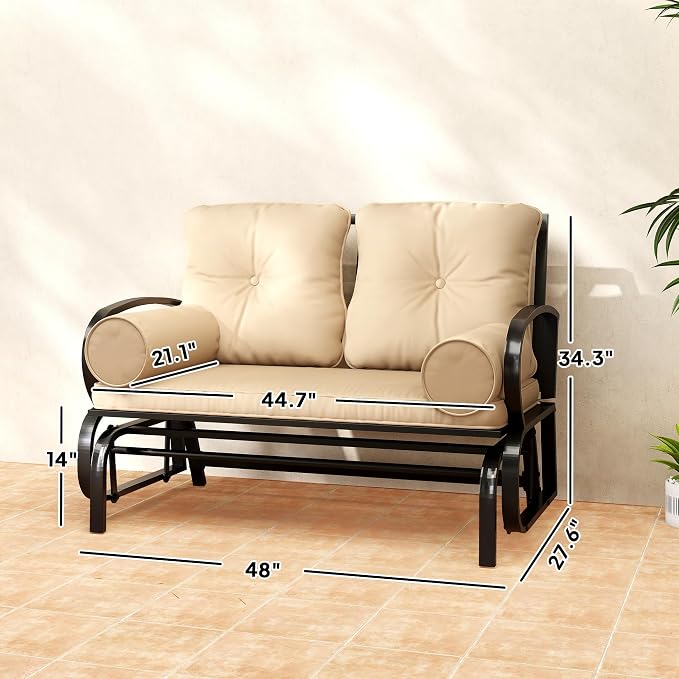 Outsunny Swing Glider Rocking Chair, Double Patio Bench, 2 Person Loveseat - Image 3