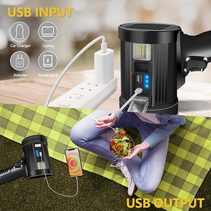 Spotlight 1000000 Lumens, 6 Modes Led Rechargeable Spotlight Flashlight As Seen - Image 5