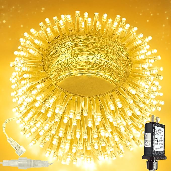 Connectable 100 LED String Lights Indoor Outdoor, 33FT Warm White Christmas by SANJICHA