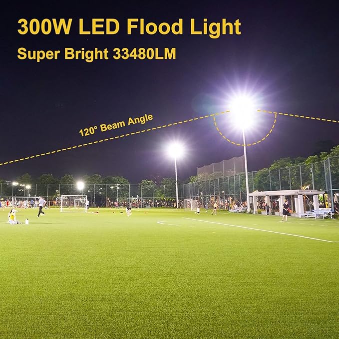 300W LED Flood Light Outdoor, 2000W Equivalent 5000K Daylight White Super - Image 3