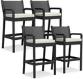 Outdoor Bar Stools Set of 4, Wicker Bar Chair by RELJOFUM