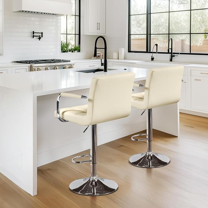 Yaheetech Bar Stools Set of 2, PU Leather Adjustable Swivel Barstools, - Image 2