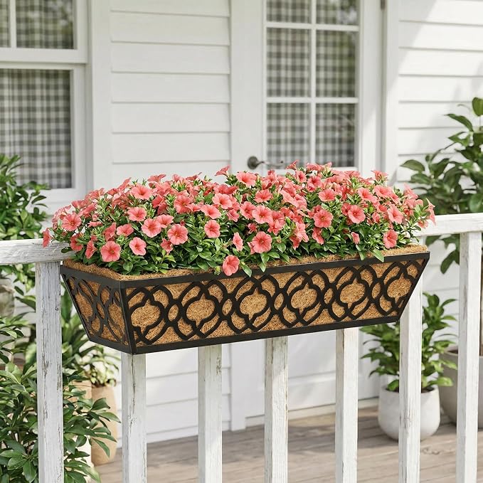 Y&M Flower Boxes for Deck Railings 24inch 4packs, Deck Railing Planter Boxes - Image 9