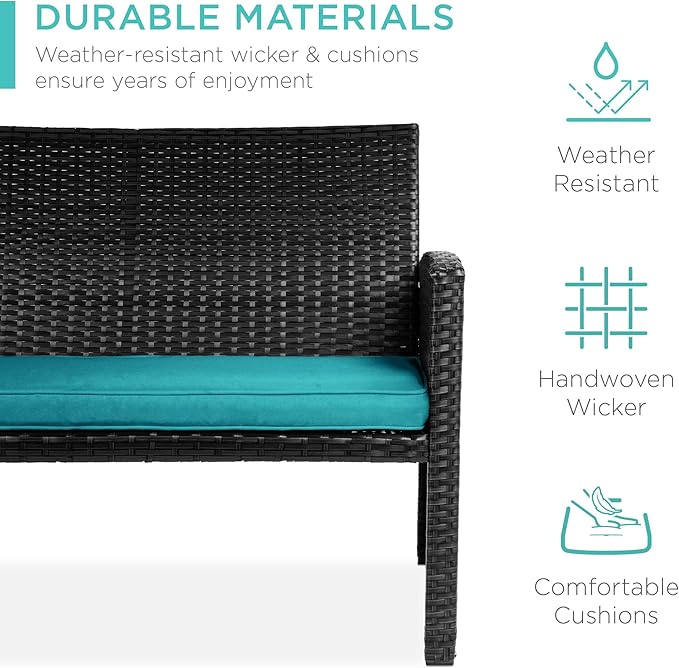 Best Choice Products 4-Piece Outdoor Wicker Patio Conversation Furniture Set - Image 3