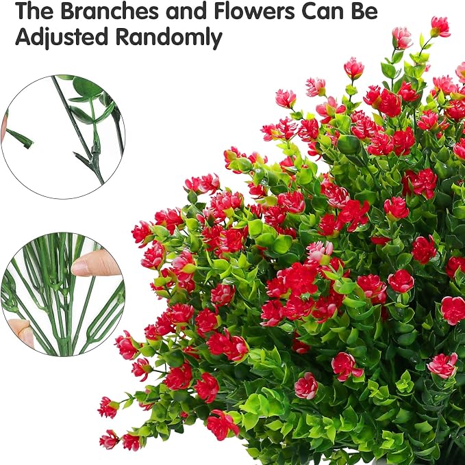 20 Bundles Artificial Flowers Outdoor Fake Flowers, UV Resistant No Fade Faux - Image 3