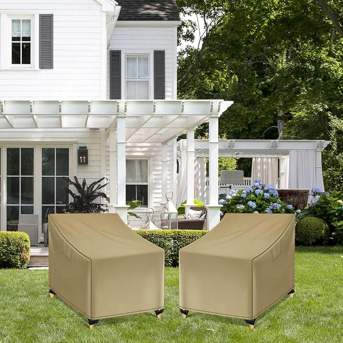WLEAFJ Outdoor Chair Covers Waterproof, Khaki Lawn Patio Furniture Covers - Image 7