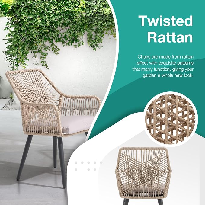 Patiorama 5-Piece Patio Dining Set, Outdoor Dining Table Chair Set, All-Weather - Image 5