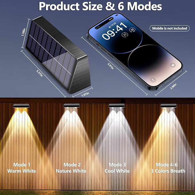 Brizled Solar Fence Lights, 20 Pack 3 Colors 6 Modes 250ml Outdoor Fence Solar - Image 9