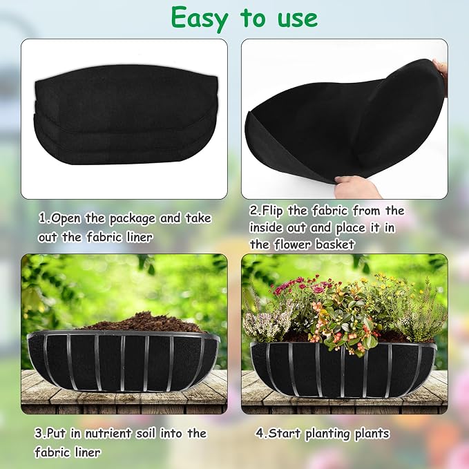 3PCS 36 Inch Planter Basket Liners Fabric Window Box Liners Felt Trough Planter - Image 5
