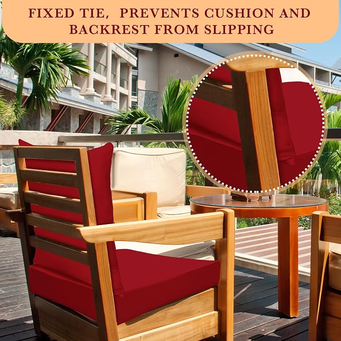 Hoteam 6 Set Outdoor Chair Cushions 20 x 20 Inch Patio Cushions Deep Seat - Image 5