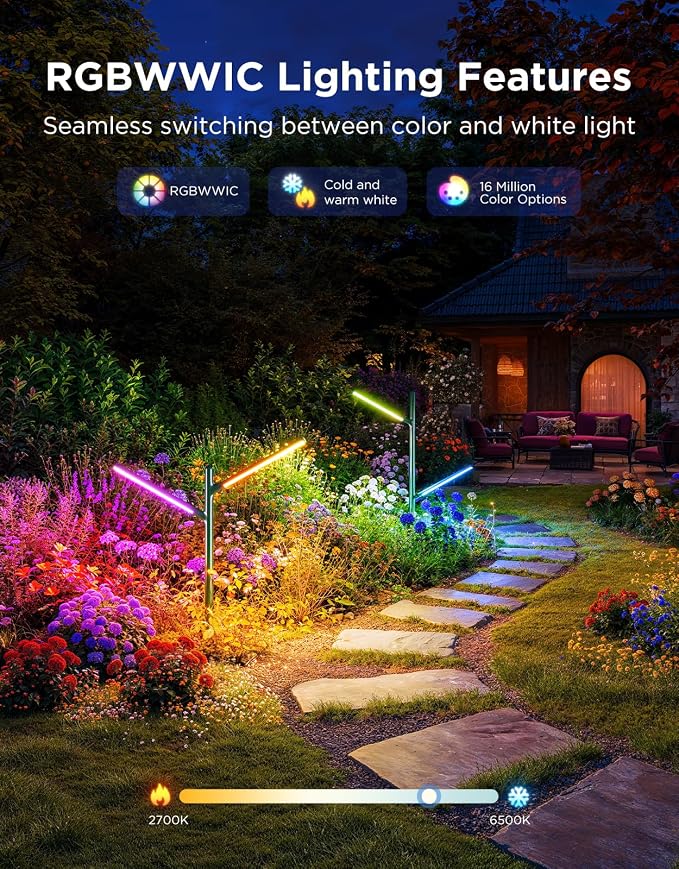 Govee Outdoor Garden Lights 2 Pack, RGBWWIC Smart LED Pathway Lights - Image 2