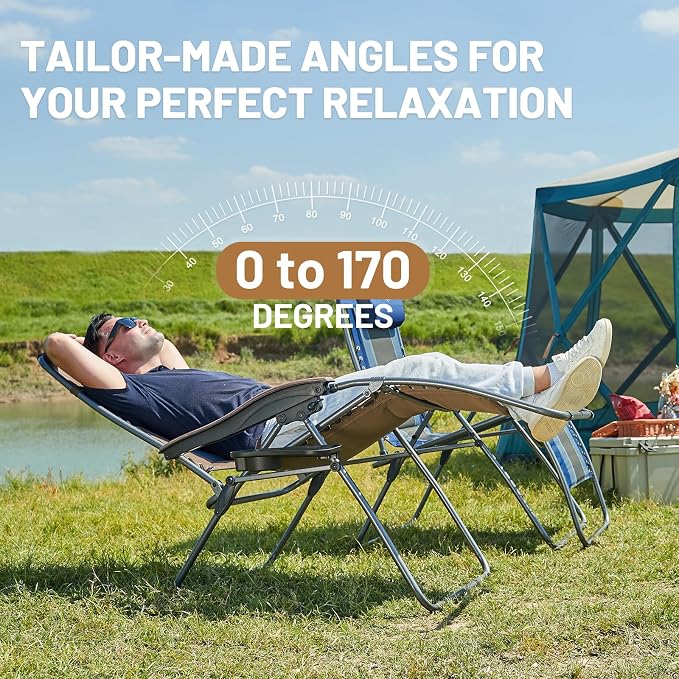 Timber Ridge Oversized Zero Gravity Chair, Padded Reclining Lounge Chair - Image 7