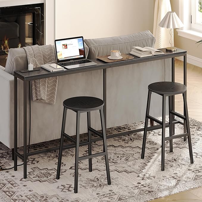 Bar Stools, 24.4 Inch Kitchen Breakfast Bar Stools, Industrial Bar Stools - Image 4
