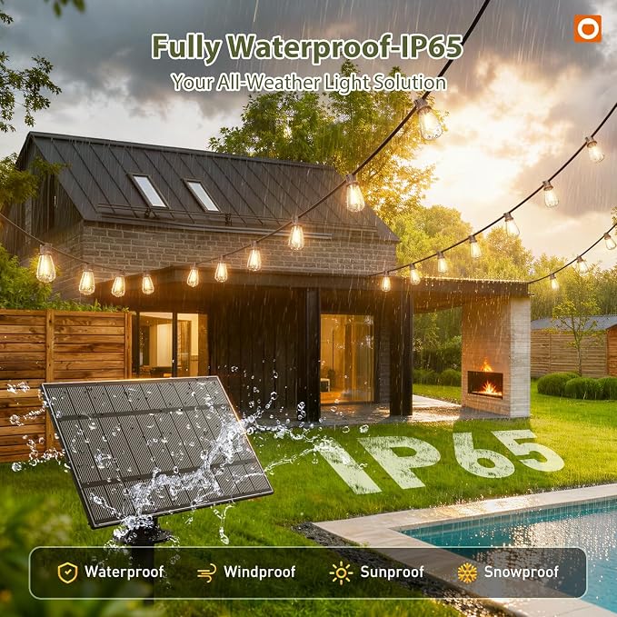 addlon 54 FT Solar String Lights Waterproof, Patio Lights Solar Powered - Image 5