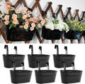 6 Pack Metal Hanging Planter for Outdoor Plants, 10 Inch Black Fence Planters by JOYFERNAL