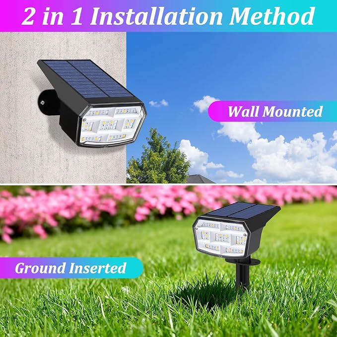 Sucolite 8-Pack Solar Spot Lights Outdoor Waterproof IP65, 3 Lighting Modes - Image 6